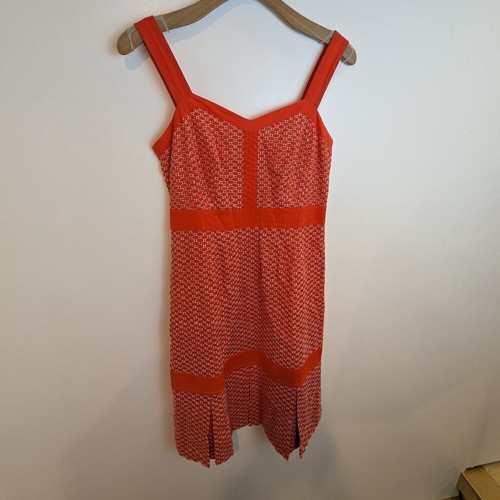 Tory Burch Berdine Orange/White Eyelet Dress, Sz 10